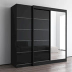 Armadio a 2 ante con specchio, frontale in vetro, 2 persone (grigio/nero/bianco)