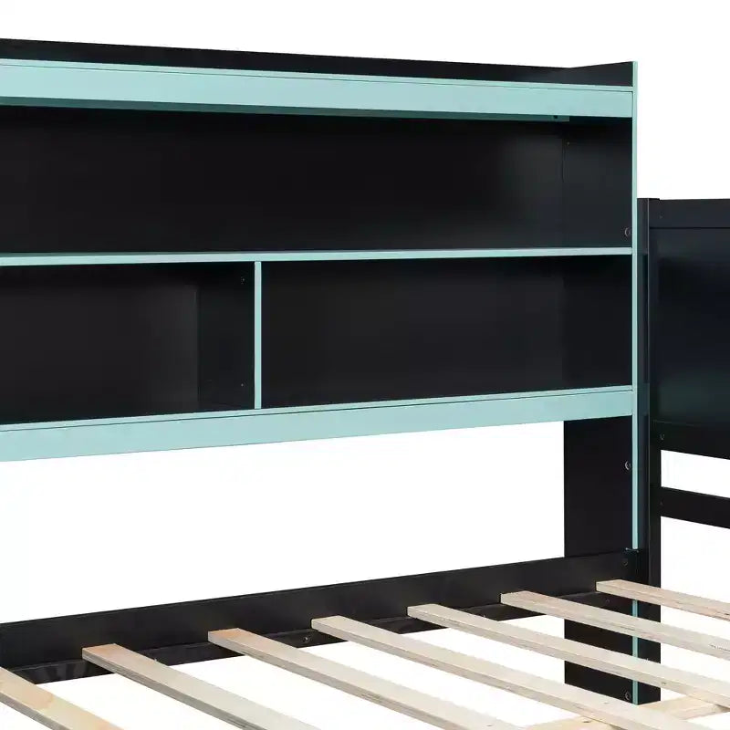 Daybed da gioco completo/queen size con testiera libreria, luci LED, scrivania integrata, cassetti e stazione di ricarica