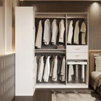 Armadio ad angolo con 2 aste appendiabiti, porta pantaloni e scarpiera, Organizer Armadi