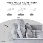 Moderno divano letto estraibile, divano letto 3-in-1 con schienale regolabile, divanetto in velluto, cuscini e tasche laterali