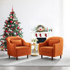 Set di 2 Poltrone Accent, in Velluto a Botte con Gambe in Legno Massello 28,34W
