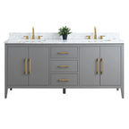 Mobile lavabo doppio Vanity Art 72 per bagno con piano in marmo composito