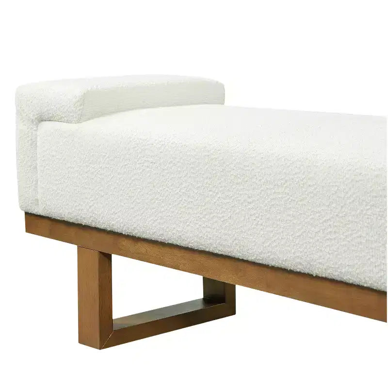 Panca moderna imbottita in bouclé Christopher Knight Home Paulina in legno di Hevea