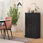 HOMCOM Dispensa da Cucina 41, Mobile Credenza da Cucina a 2 Ante con 5 Ripiani, 12 Portaspezie e Mensole Regolabili per Sala da Pranzo