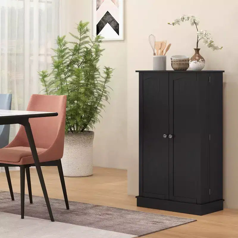 HOMCOM Dispensa da Cucina 41, Mobile Credenza da Cucina a 2 Ante con 5 Ripiani, 12 Portaspezie e Mensole Regolabili per Sala da Pranzo