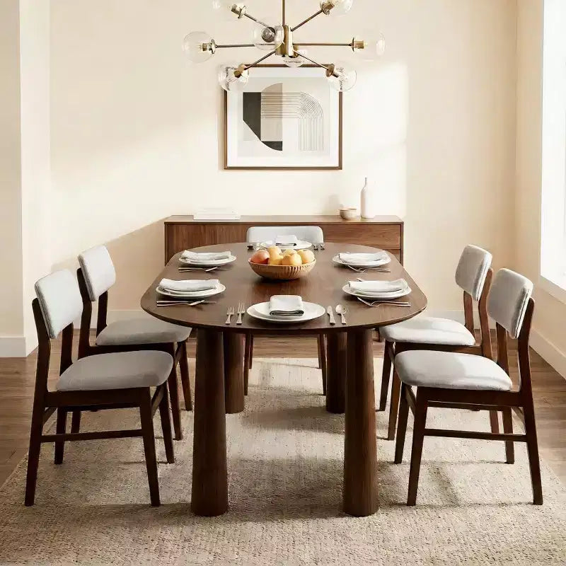 Tavolo da pranzo ovale in legno Dovelina 67 con 4 gambe, tavolo da cucina moderno per 6 persone