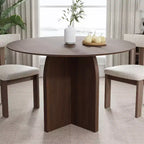 Tavolo da pranzo rotondo PexFix 45 x 45 in legno massello con finitura noce ed eleganti gambe ad arco per sale da pranzo e cucine moderne