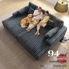 AMERLIFE 93 Divano a due posti con chaise longue doppia, Divano profondo "Cloud" con cuscini lombari e braccioli larghi, Facile da montare, Pelliccia sintetica