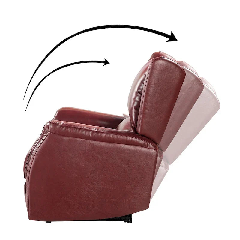 Poltrona reclinabile Eduardo in vera pelle con porta USB, set da 2
