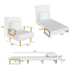 Divano Letto Pieghevole 3-in-1 Convertibile in Poltrona - Schienale Regolabile in 5 Posizioni con Cuscino, Salvaspazio per Soggiorno, Camera da Letto e Ufficio (Bianco)