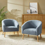 Poltrona Sheila Modern 30 W Boucle con gambe in legno massello, set da 2 di HULALA HOME
