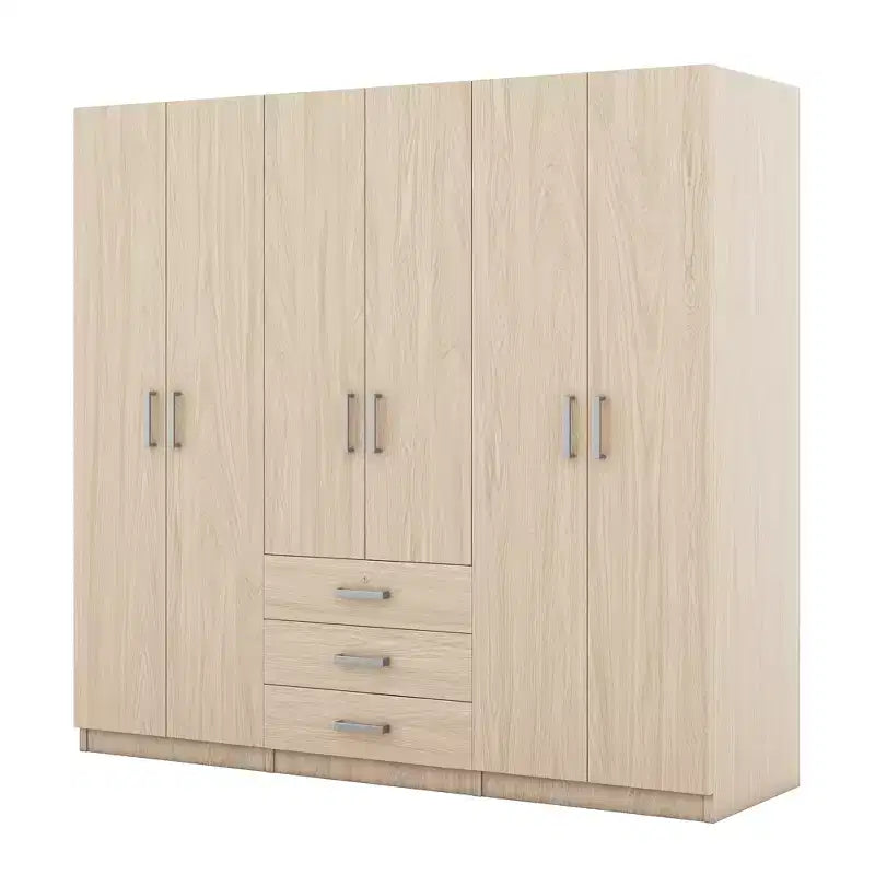 Armadio a 6 ante in legno con cassetti per camera da letto