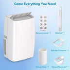 Condizionatore portatile da 10000 BTU, climatizzatore domestico con telecomando per ambienti fino a 42 mq, funzioni 3-in-1/timer 24 ore/ruote piroettanti