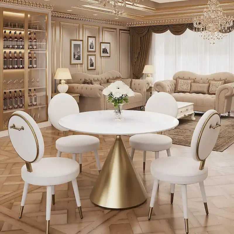 Morden Fort Set da pranzo rotondo moderno di lusso da 5 pezzi con tavolo e sedie