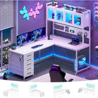 Scrivania Gaming a L Scrivania per Computer Pannello Forato 5 Cassetti Scaffale