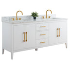 Mobile lavabo doppio Vanity Art 72 per bagno con piano in marmo composito