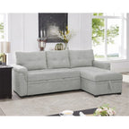 Divano componibile convertibile reversibile con letto estraibile, chaise longue con contenitore nascosto e gambe durevoli