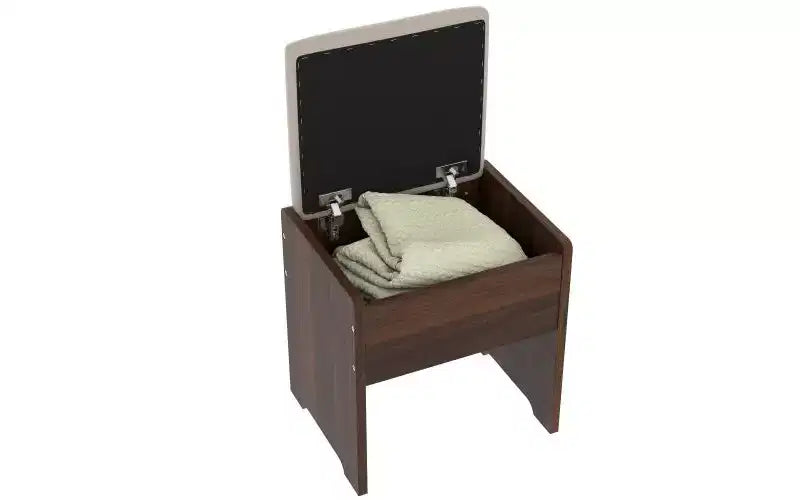 JVNOXK Set Toeletta Moderno da 43,5 Pollici con Specchio e Luce, con Cassetti e Mobiletto in Vetro Trasparente, Include Sgabello e Stazione di Ricarica, Marrone