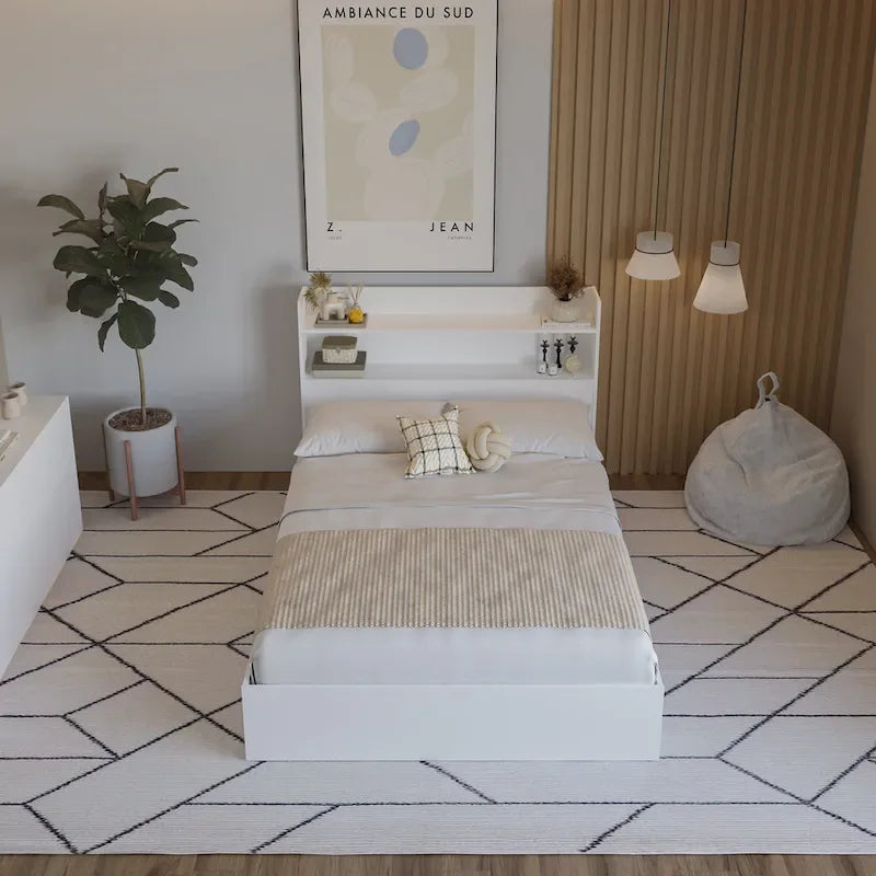 Letto a piattaforma Hunter con testiera