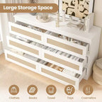 Cassettiera in Rattan per Camera da Letto con 6 Cassetti, Comò Largo Moderno in Stile Fattoria da 120 cm, Mobile Contenitore in Legno per Armadio, Soggiorno, Corridoio