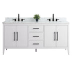 Mobile lavabo doppio Vanity Art 72 per bagno con piano in marmo composito