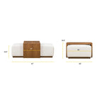 Pouf Jarmo Poly & Bark con Tavolino Regolabile in Noce - Vera Pelle Italiana Pieno Fiore