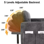 Divano Letto Estraibile 2 in 1 con Chaise Longue Contenitore, Divano Componibile in Ciniglia con Porte USB per Soggiorno