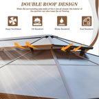EROMMY Gazebo a tetto rigido, Pergola da esterno con doppio tetto, zanzariere e tende, Tenda da sole resistente per patio, cortile, feste in piscina
