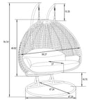 LeisureMod Sedia a Uovo Sospesa per 2 Persone con Supporto - Dondolo Pensile per Esterni/Interni in Rattan Intrecciato con Cuscini