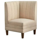 Lifestorey Set da Pranzo Banquette Kerrington con Schienale Canale, 4 Pezzi, Noce/Crema: Tessuto Effetto Lino, Tavolo con Piedistallo