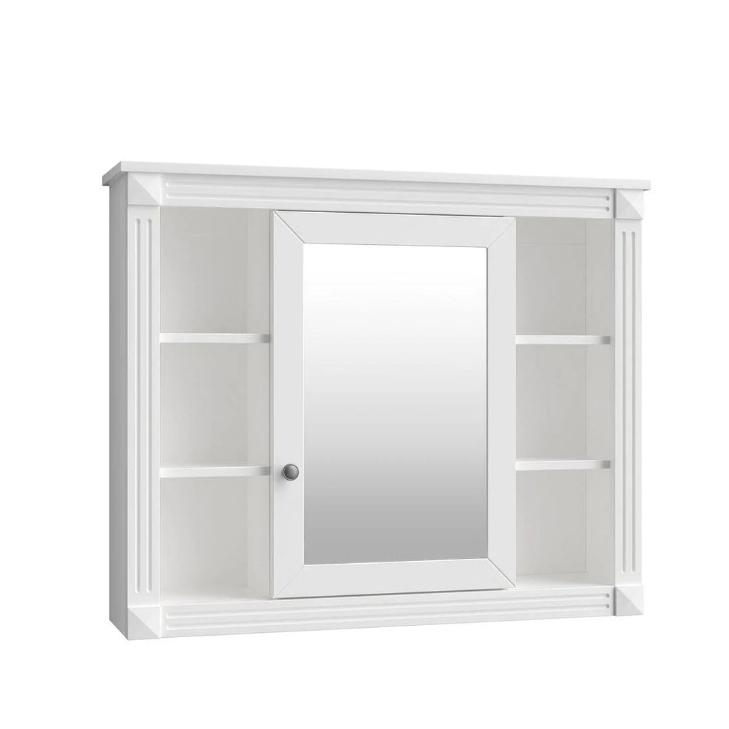 Mobile Bagno Moderno da 90cm con Lavabo Integrato e Specchiera, 2 Ante e 2 Cassetti
