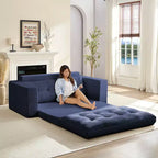 Mjkone Divano letto futon convertibile 2 in 1 da 180 cm, in tessuto a coste, pieghevole, con bottoni trapuntati, divanetto salvaspazio