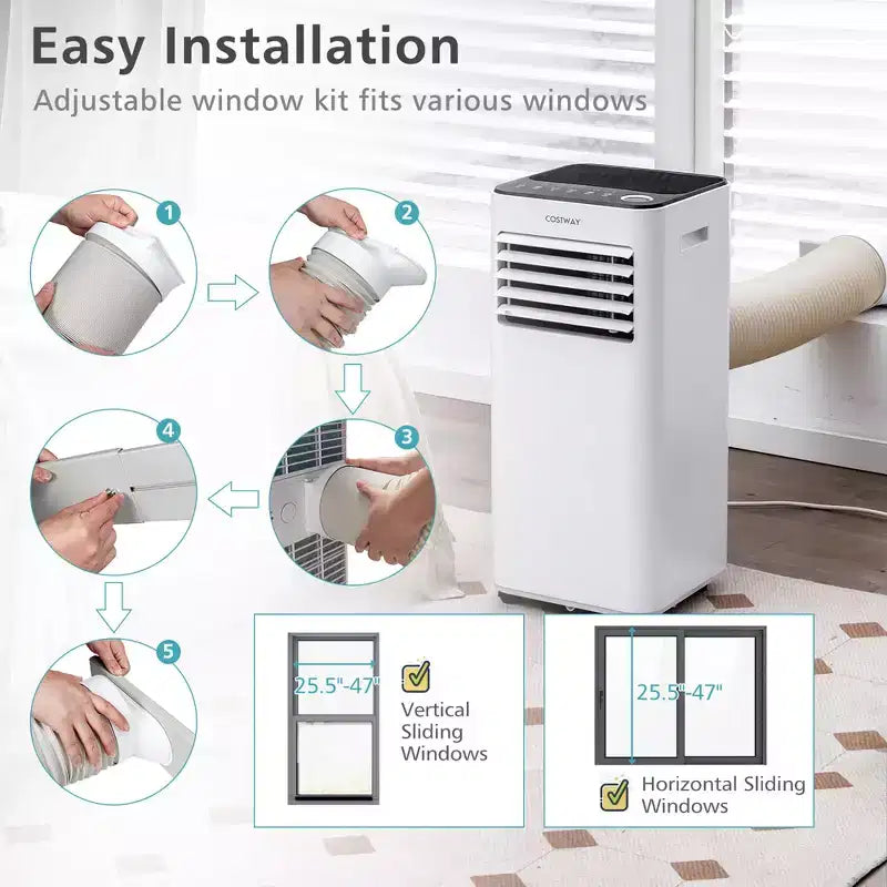 Condizionatore Portatile 3-in-1 Costway 8000 BTU con Ventilatore Deumidificatore e Modalità Notte