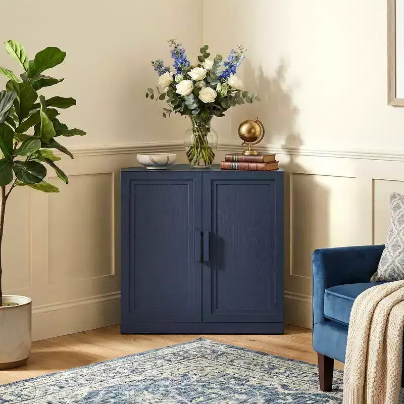 Mobile ad Angolo Dovelina con Ripiani Regolabili Credenza Buffet Vetrinetta Vino Mobile da Cucina e Sala da Pranzo con Ante in Legno - 31H x 31W, 36H x 31W