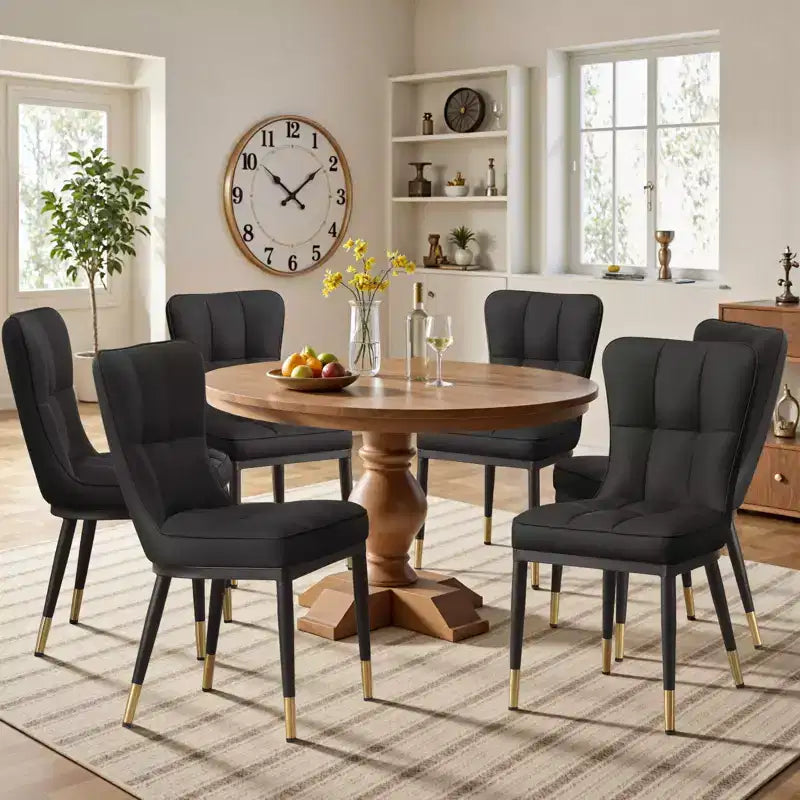 Bekrvio Sedie da Sala da Pranzo Set da 6, Moderne Imbottite in Ecopelle con Schienale Alto, Gambe in Metallo, Sedie da Cucina Senza Braccioli per Soggiorno Sala da Pranzo