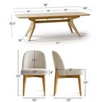 Set da pranzo 9 pezzi per 8 persone, tavolo allungabile con base a cavalletto e sedie imbottite con gambe in legno massello-Panipeachy
