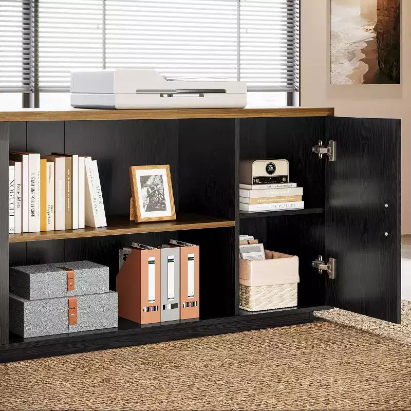 Scrivania direzionale a L Lantine 85.8, scrivania da computer da ufficio extra large con cassetti per schedari per l'home office