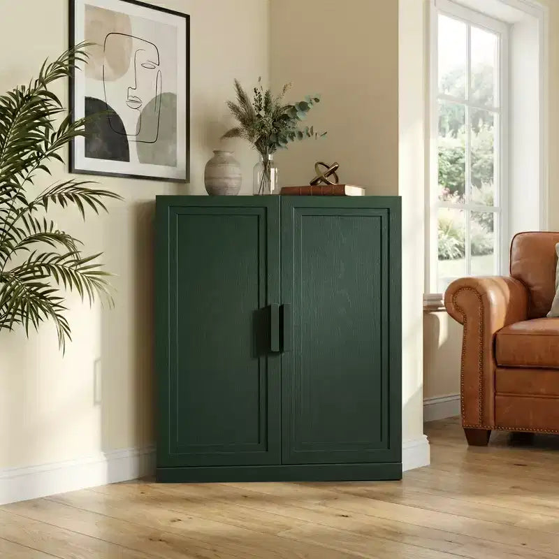 Mobile ad Angolo Dovelina con Ripiani Regolabili Credenza Buffet Vetrinetta Vino Mobile da Cucina e Sala da Pranzo con Ante in Legno - 31H x 31W, 36H x 31W