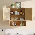 Armadietto da Parete per Bagno - Armadietto dei Medicinali con Ante a Scorrimento "Barn Doors" e Ripiano Regolabile - Armadietto da Parete 25x23.6x9 Pollici