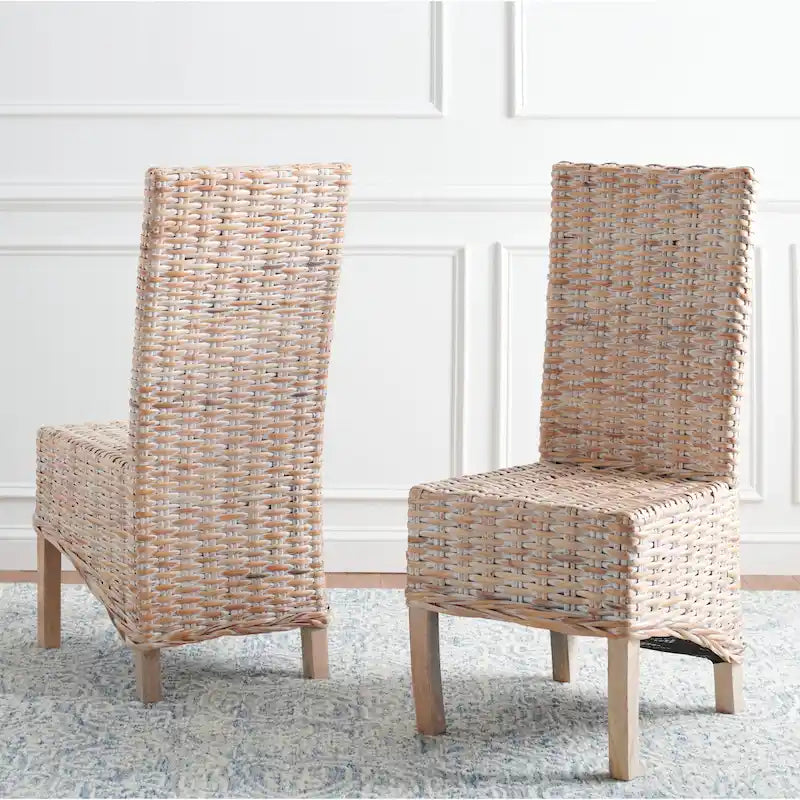 Set di 2 sedie da pranzo in vimini naturale 48L x 56P x 104A cm, stile Boho Coastal