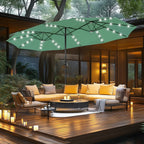 MAISON ARTS Ombrellone rettangolare da esterno a manovella con doppia falda da 4,5 metri, con luci a LED solari e base inclusa