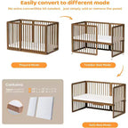 Culla convertibile JOYMOR 8 in 1, include 2 materassi, si trasforma in culla, culla media, culla a grandezza naturale, lettino da giorno, lettino per bambini e box.