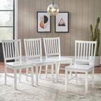 Set di 4 sedie da pranzo con schienale a doghe in legno massello, struttura robusta, design classico, facile montaggio