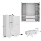 Hitow Armadio 2 Cassetti Grandi Zona Centrale Appendiabiti con Specchio Stile Minimalista