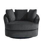Set di 2 Poltrone Girevoli a Barilotto Oversize da 43" in Velluto a Coste Felpato con Cuscini