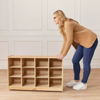 Mobile Cubby con vassoio e 15 contenitori frontali a paletta, 3x4, Arredamento per bambini