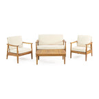 Salotto da esterno a 4 posti in legno di acacia Willowbrook di Christopher Knight Home