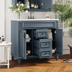 Mobile Bagno Moderno da 90cm con Lavabo Integrato e Specchiera, 2 Ante e 2 Cassetti