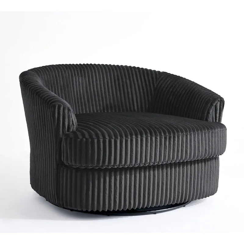 Set di 2 Poltrone Girevoli a Barilotto Oversize da 43" in Velluto a Coste Felpato con Cuscini