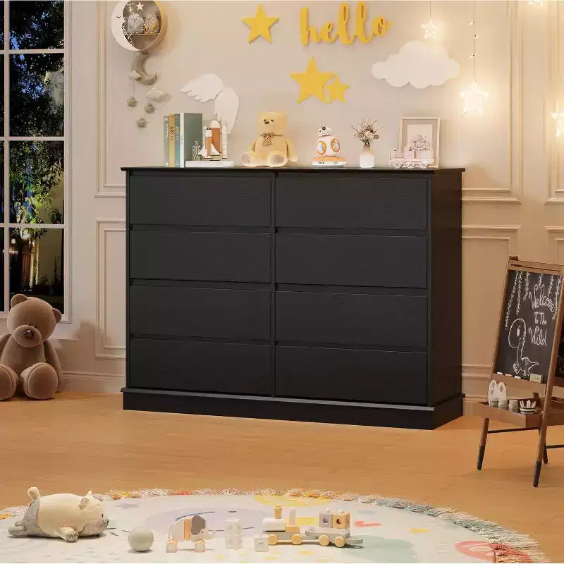 Cassettiera a 8 cassetti, comò con cassetti profondi, armadio alto e largo per soggiorno, corridoio, camera dei bambini